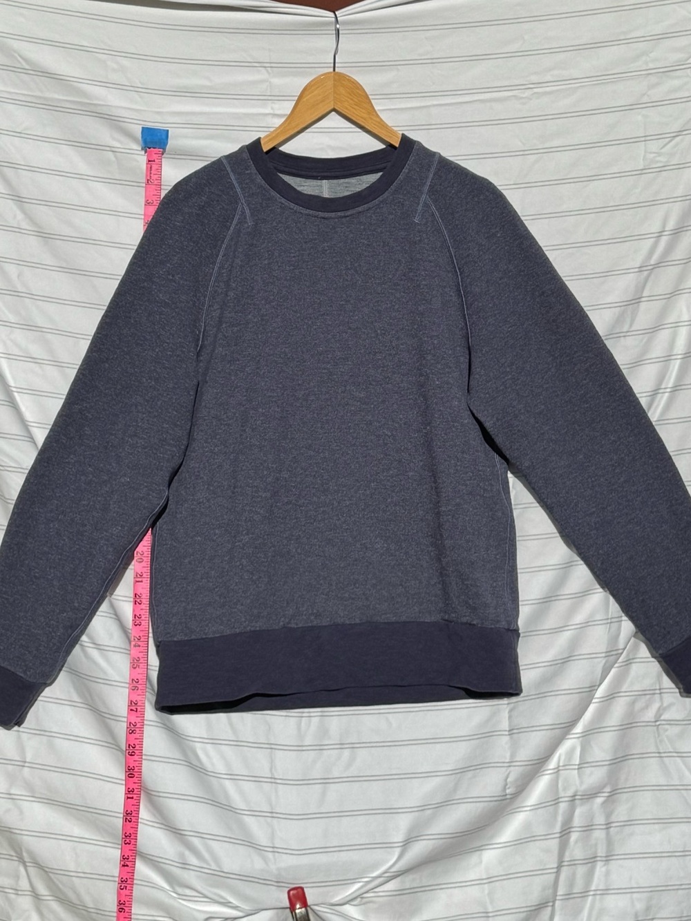 Lululemon French Terry Crewneck Sweatshirt Heathered Navy Raglan Pullover Sz 6 /